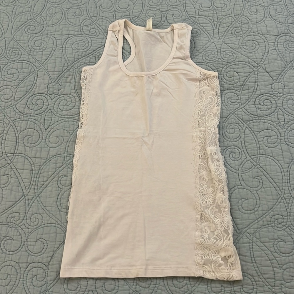 White Tank Top with Lace Sides